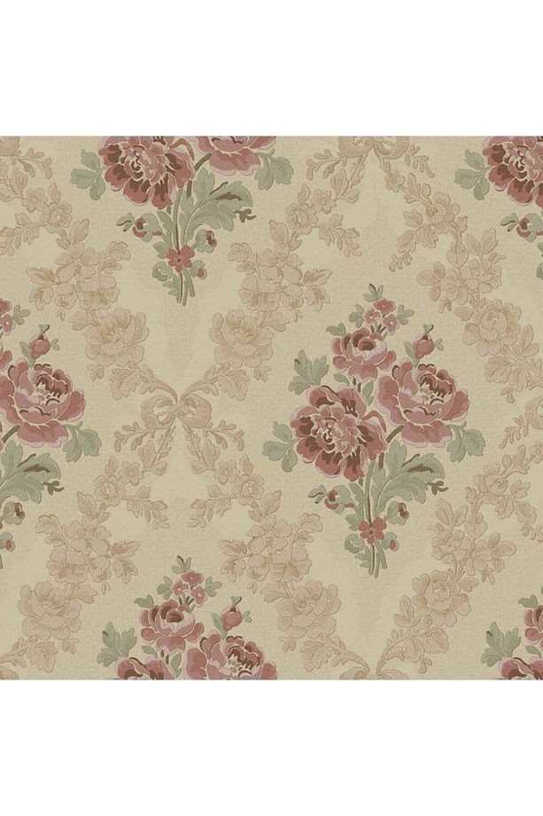 Klasik Çiçekli Damask Süslemeli Duvar Kağıdı 5802-4 : Kahverengi, Açık