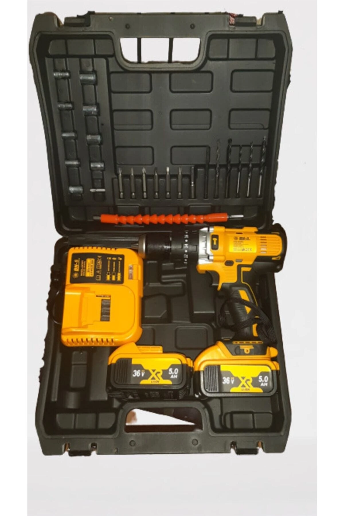 Bn5 Bn-5 Banco 36 Volt 5 Ah Metal Şanzımanlı Darbeli Şarjlı Matkap Vidalama 24 Parça Setli Hediyeli
