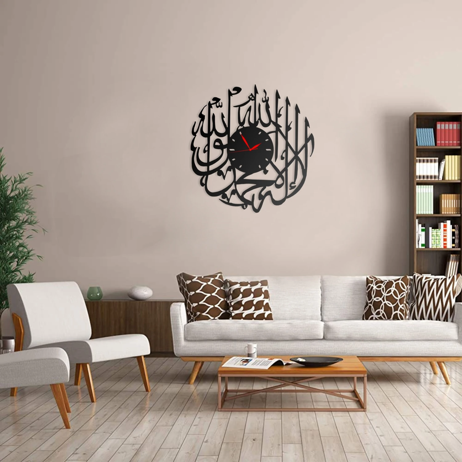 Duvar Saati Dini Islami Tasarımlı Ev ve Ofis Için Dekoratif Metal Duvar Saati