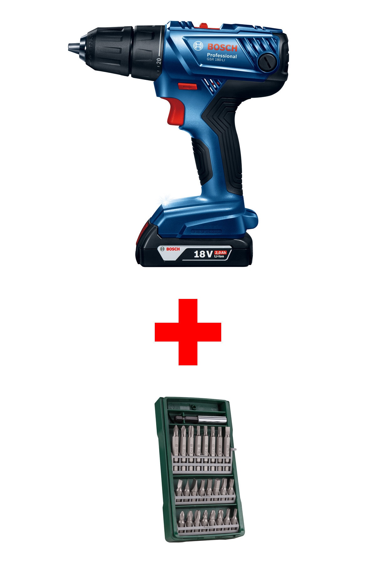 BOSCH Gsr 180 Li Akülü Vidalama Makinesi ( X-line 25 Parça Delme&vidalama Seti Hediye)