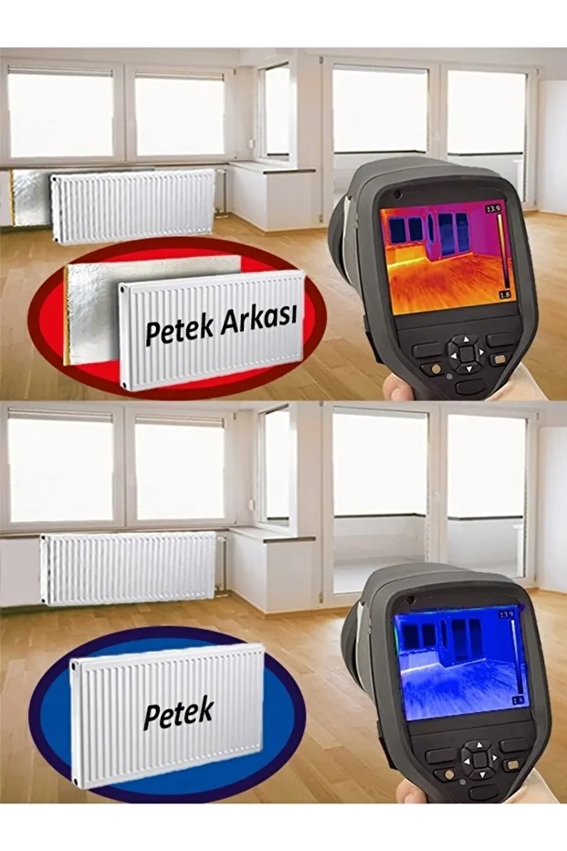 Petek Kalorifer Radyatör Arkası Folyolu Plaka Isı Yalıtım Levhası Petek Yalıtım Levhası 5 Adet