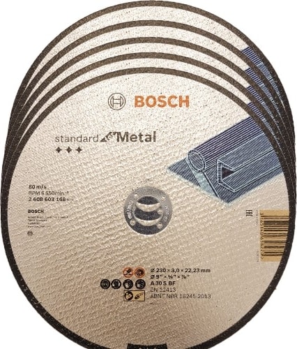 BOSCH 5 Adet 230MM Standard Seri Metal Için Düz Kesme Diski (Taş) - A 30 S Bf, 230 Mm, 22,23 Mm, 3,0 mm