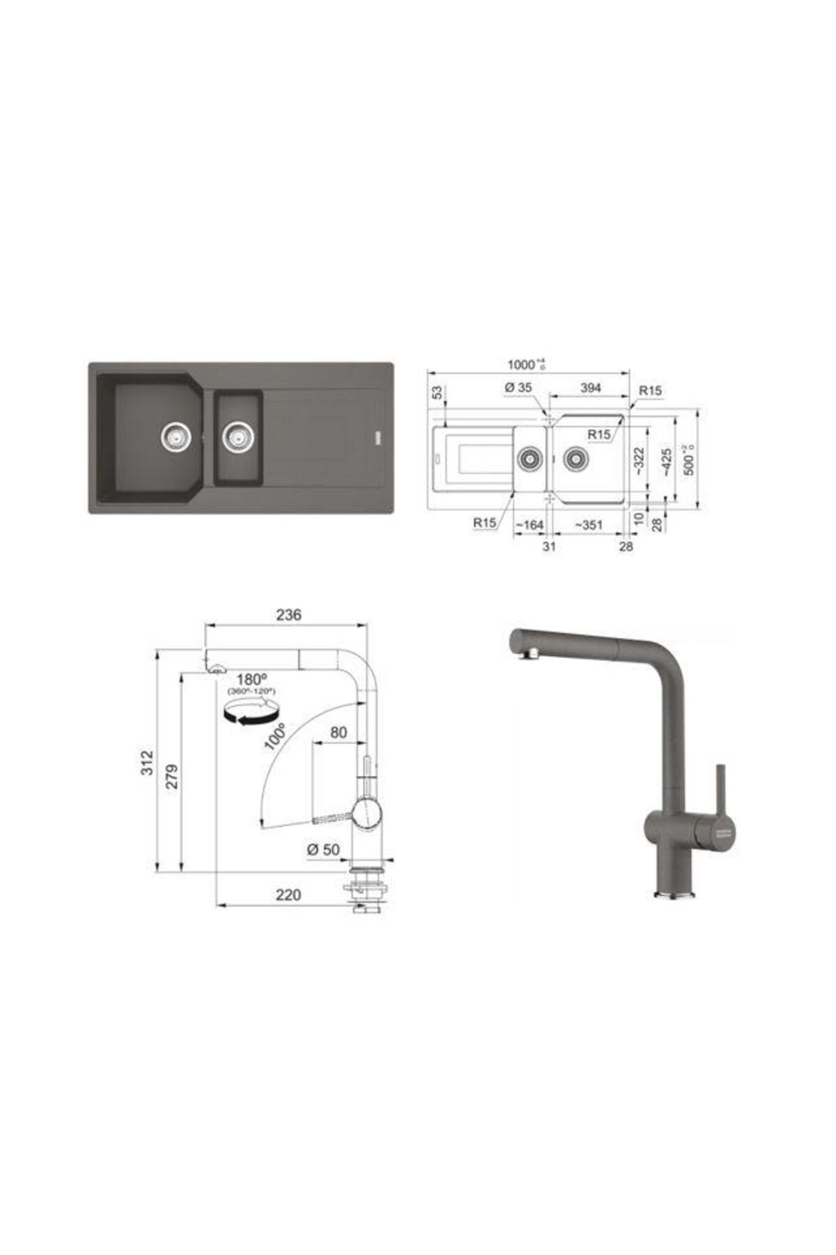 Urban Stone Grey Ubg 651-100 1,5 Actıve Plus Doccıa 2.0 Armatür Setli