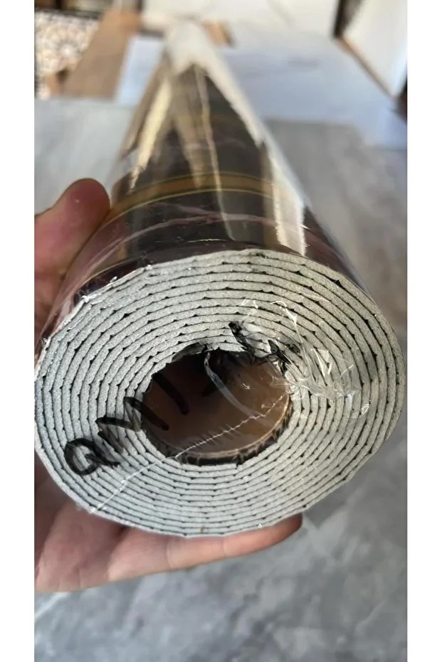 120cmx300cm Tek Parça Yapışkanlı Rulo Gold Çizgili Mermer Desenli Duvar Paneli Kağıdı Beykent QM0134
