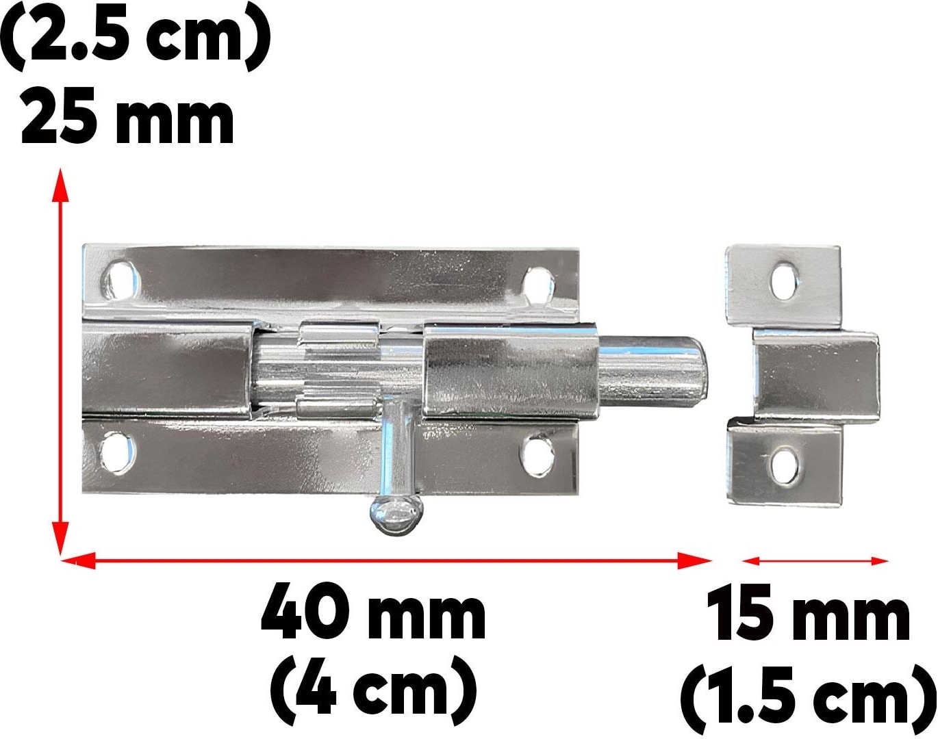 Metal Kapı Sürgüsü Küçük Krom Mavzer Sürgü Sürgülü Kilit 25X40 mm Kapı Pencere Emniyet Kilidi