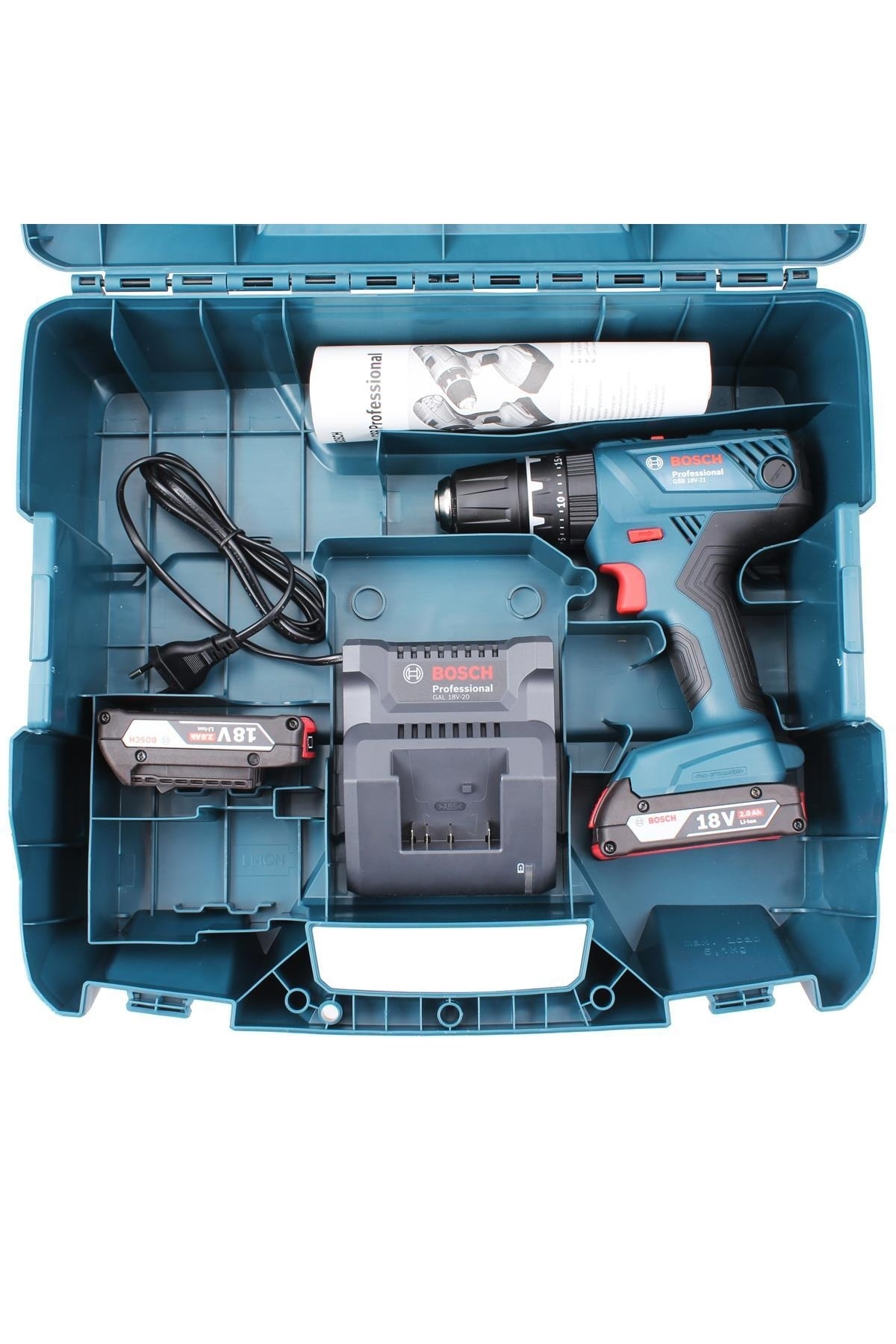 BOSCH Gsb 18v-21 Akülü Darbeli Vidalama 2ah + 63 Parça Aksesuar Seti