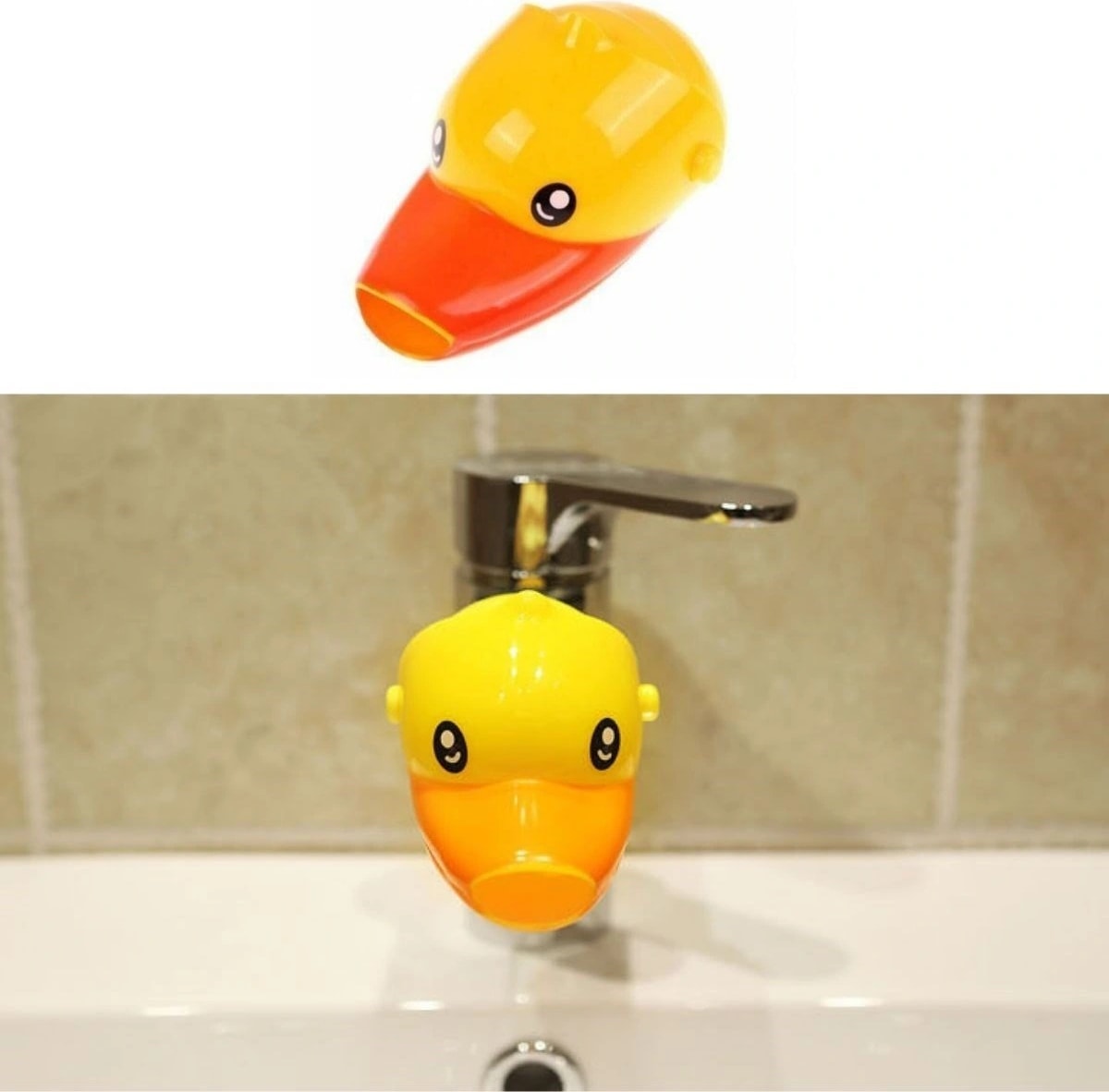 Çocuklar Için Eğitici ve Güvenli Musluk Uzatıcı Genişletici Başlık Aparatı Ördek Figürlü (5047)
