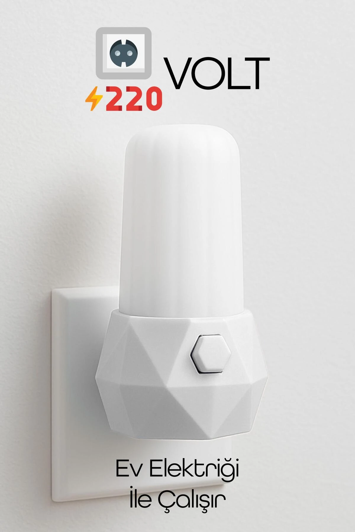 Gece Lambası Prizma Tip 2 MOD Sarı-Beyaz Işık Tuşlu Koridor Hol Işığı Uyuma Işığı Beyaz GC07