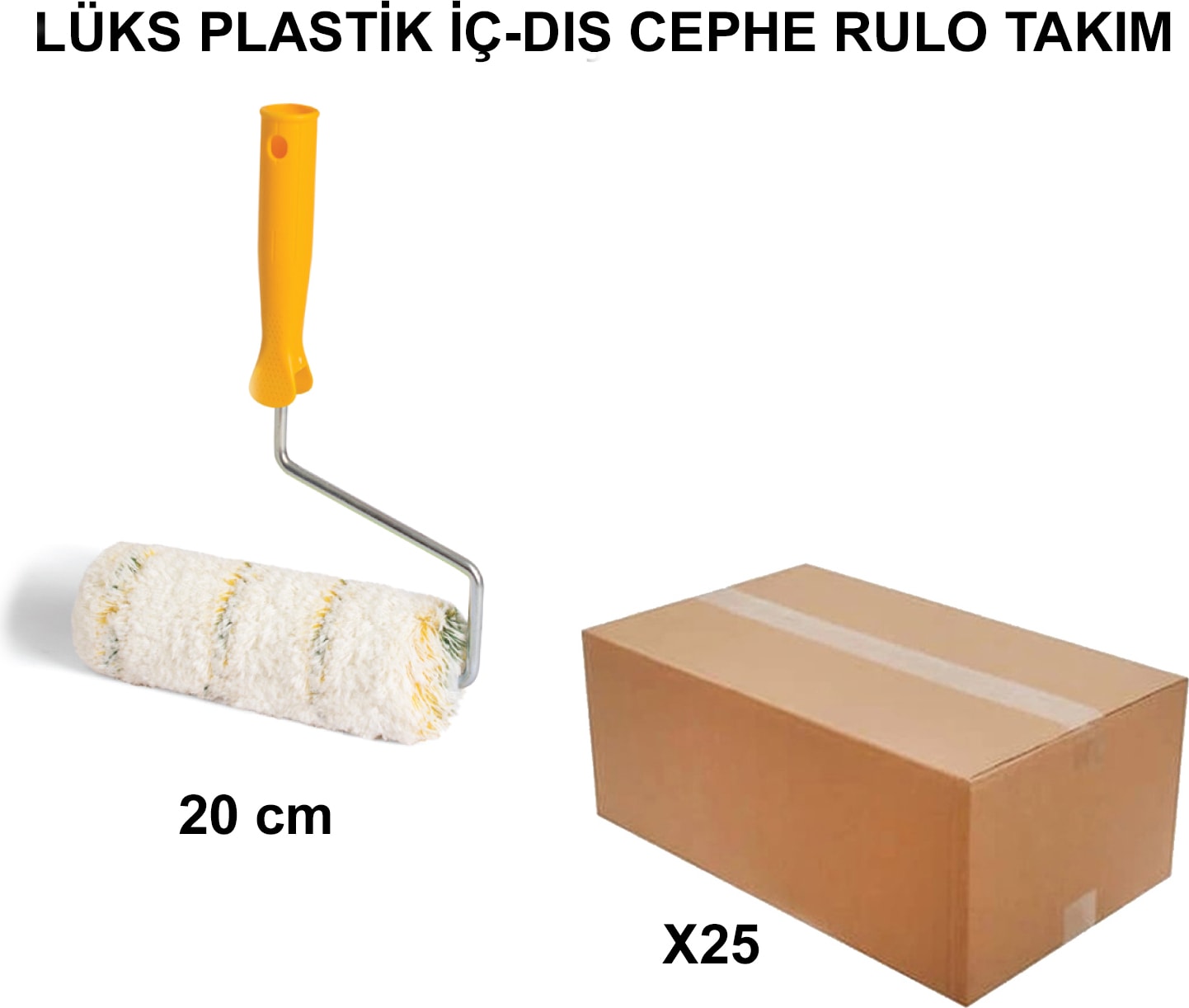 Izmir Fırça Arge Toptan Lüks Plastik Iç - Dış Cephe Rulo Takım 20CM-25 Adet 013827