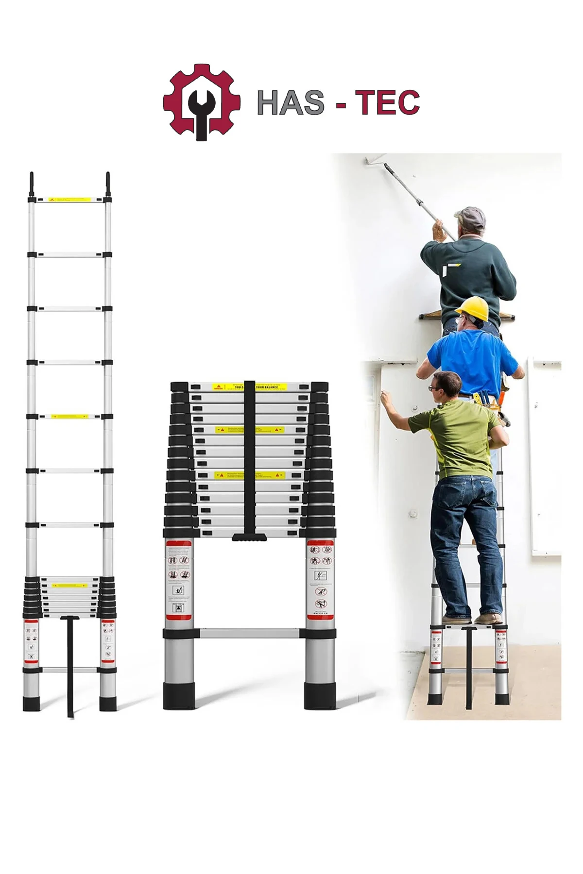 14 Basamaklı Düz Uzayan Teleskopik Merdiven 5 m