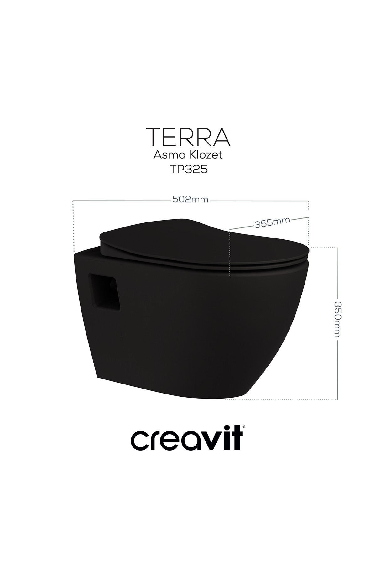 Terra Duroplast Yavaş Kapanan Klozet Kapaklı Mat Siyah Set