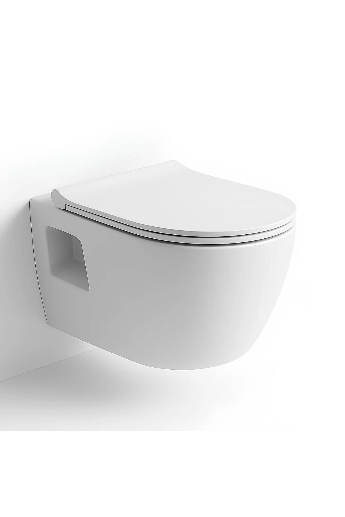 Rondo Rita Beyaz Kanalsız Açık Montaj Asma Klozet RND5516, Nkp Grande Yavaş Kapak