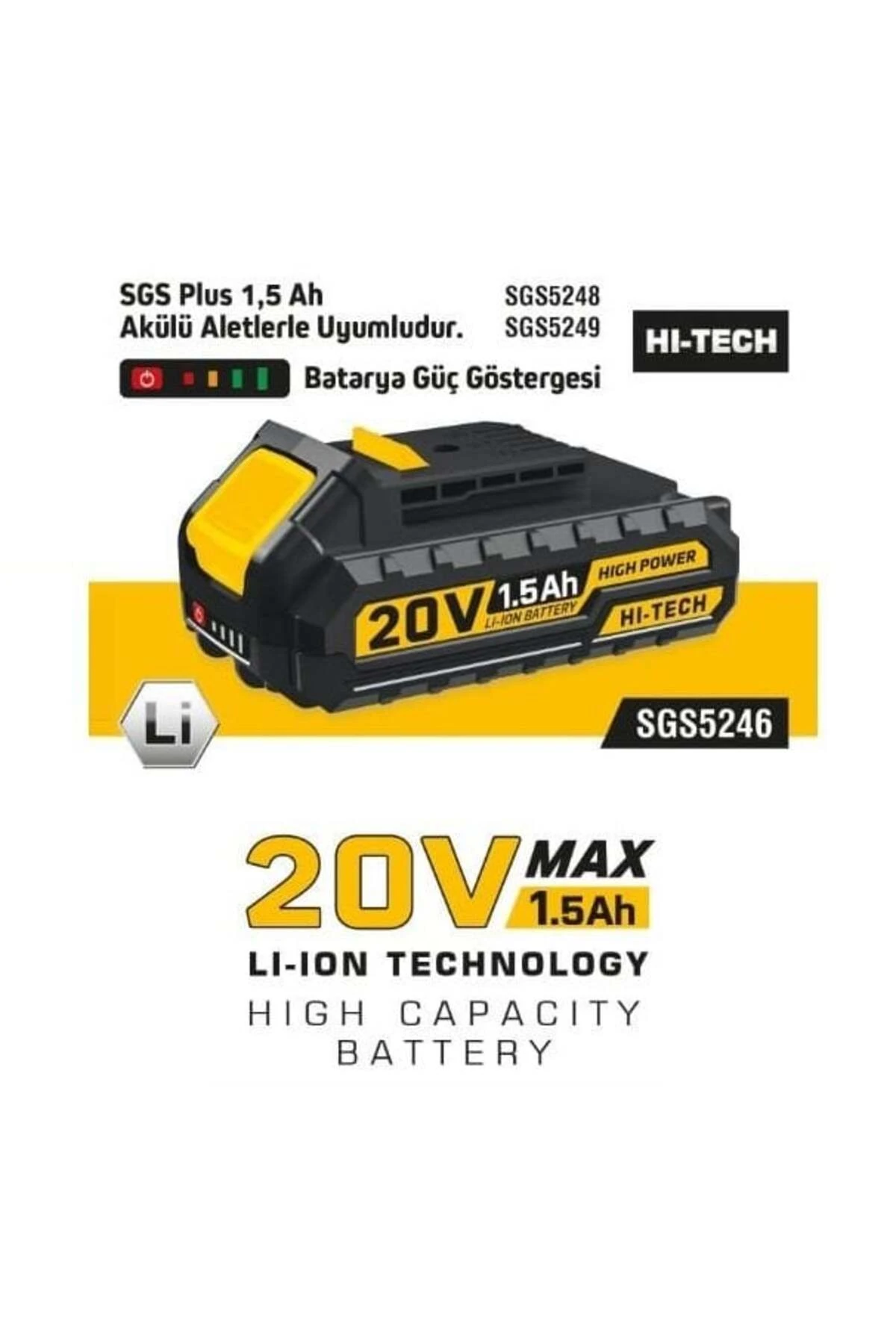 SGS5246 Akülü Vidalama Yedek Batarya 20 Volt - 1.5 Amper