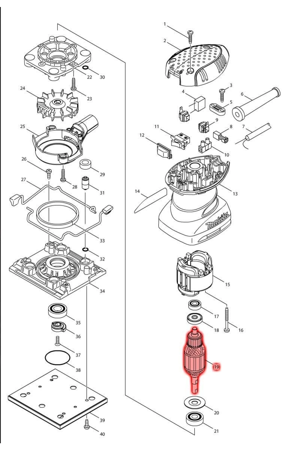 Makita Bo4555 Endüvi Rotor Kollektör Ürün Kodu 515708-8