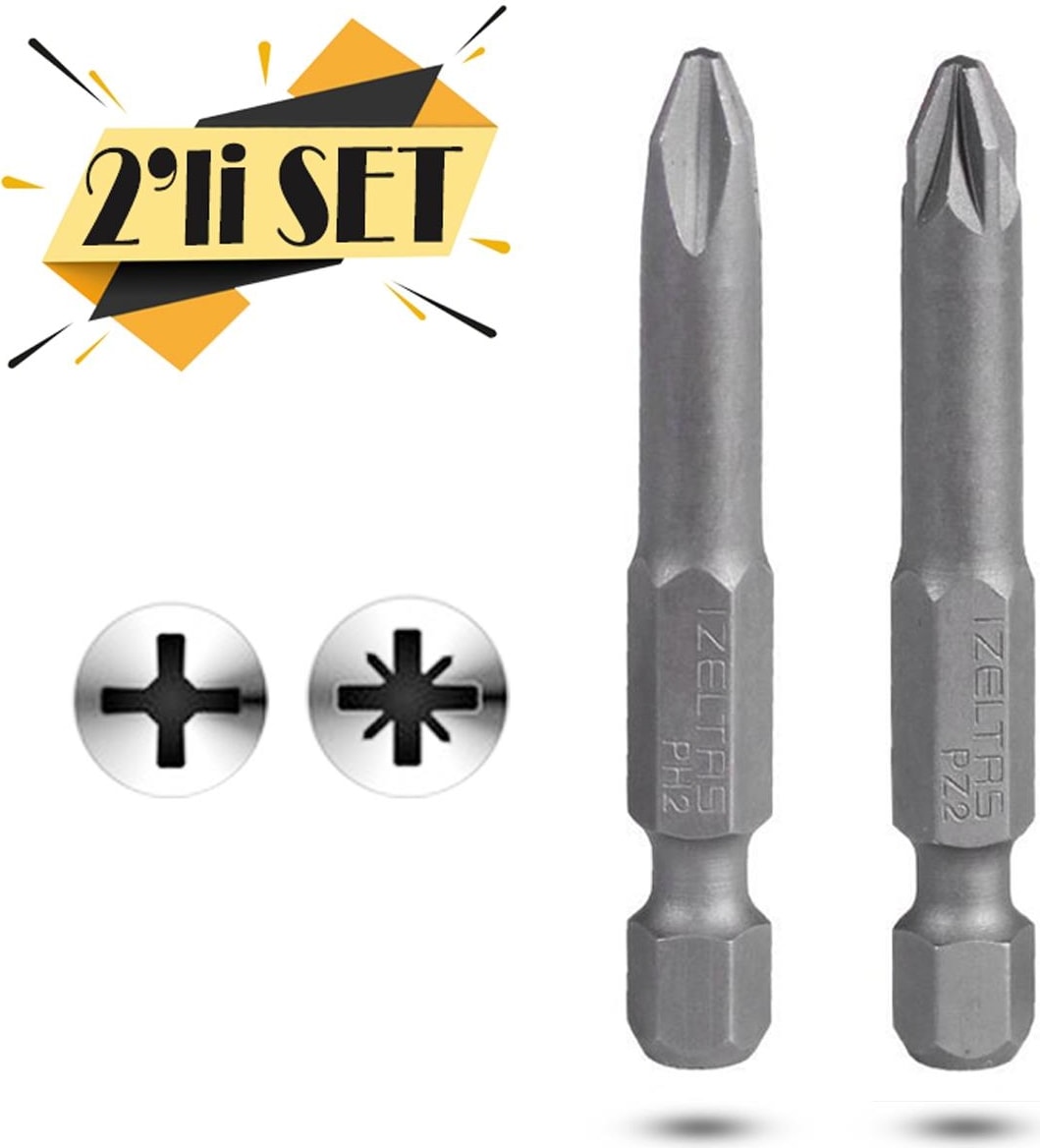 Izeltaş 2'li Yıldız Bits Uç Ph2 Pz2 Matkap Ucu Seti 50MM