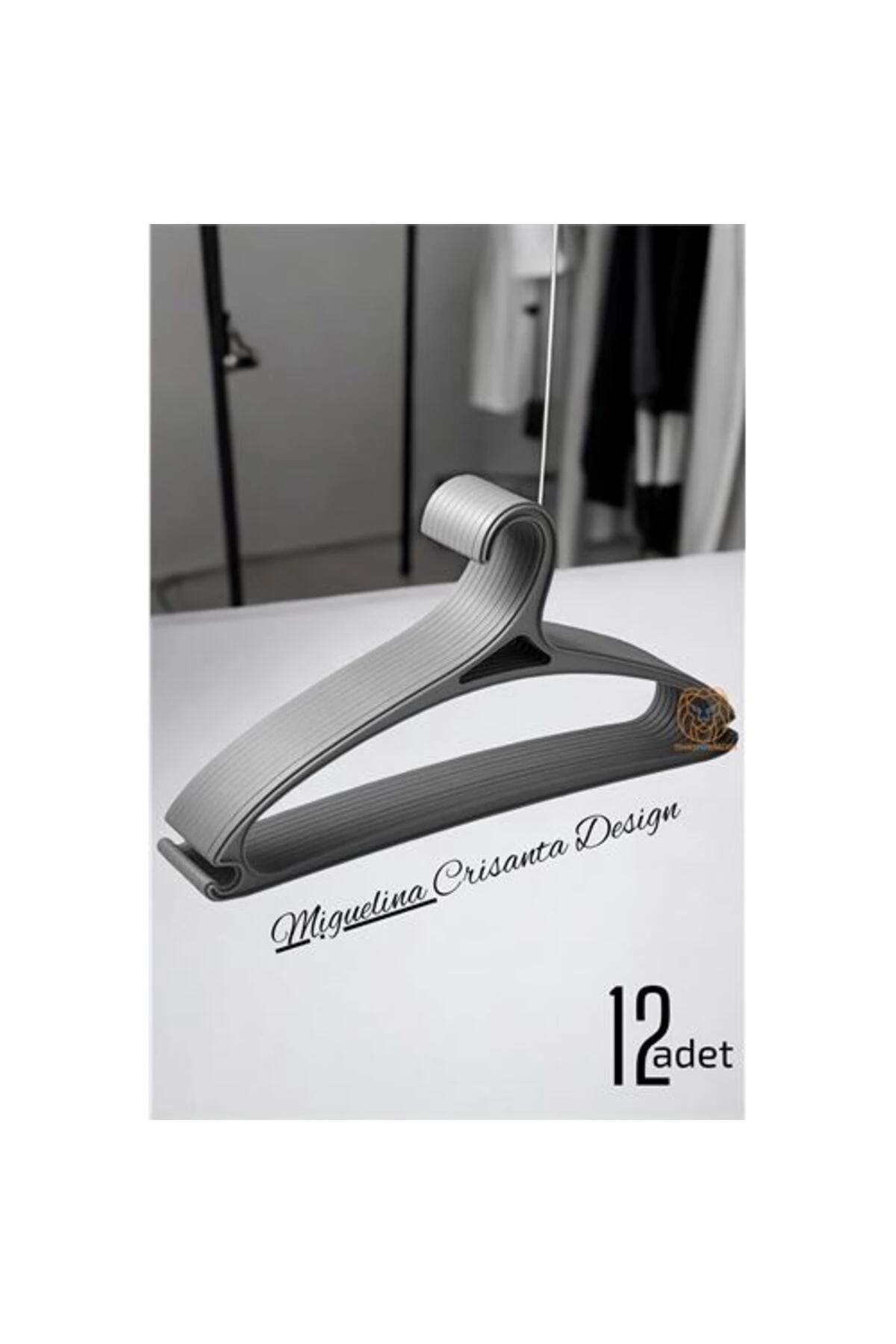 Tasarım Askı Seti 12 ADET Elbise Askısı M.Crisanta GRİ