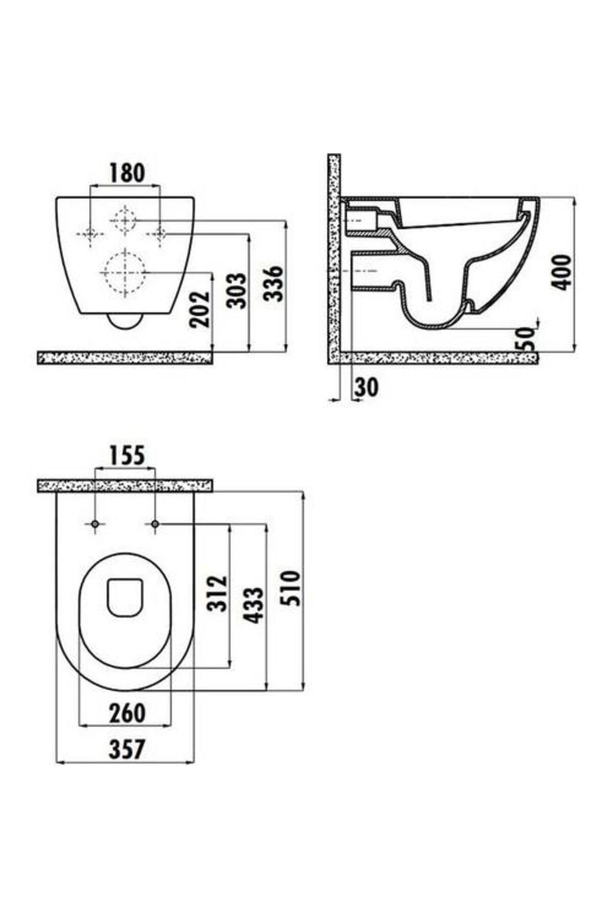 Free Rim Off Asma Klozet Mat Siyah Duck Klozet Kapağı
