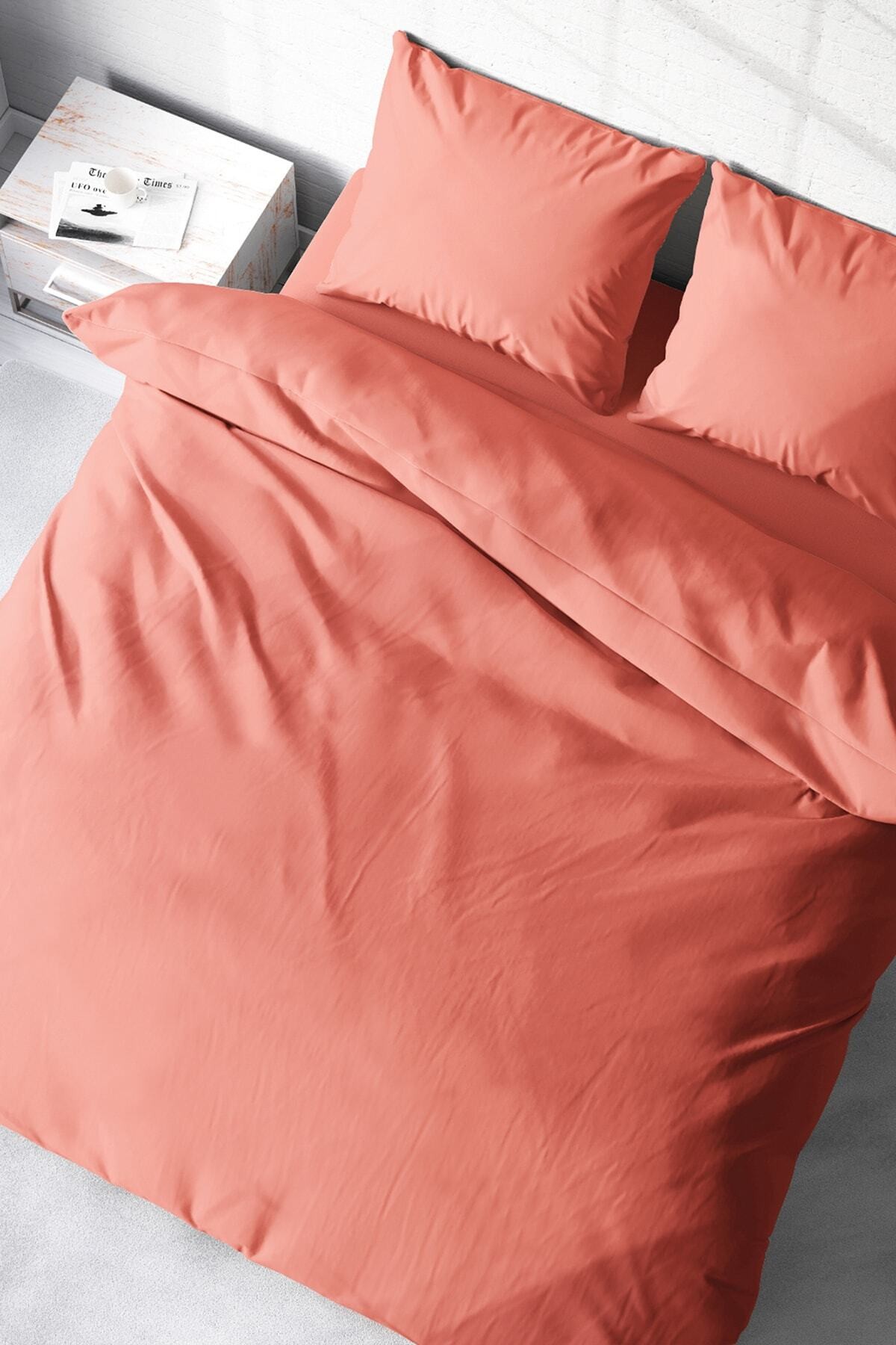 Kıng Sıze Somon Lux Pamuk Ranforce Çift Kişilik Nevresim Takımı 220x240cm