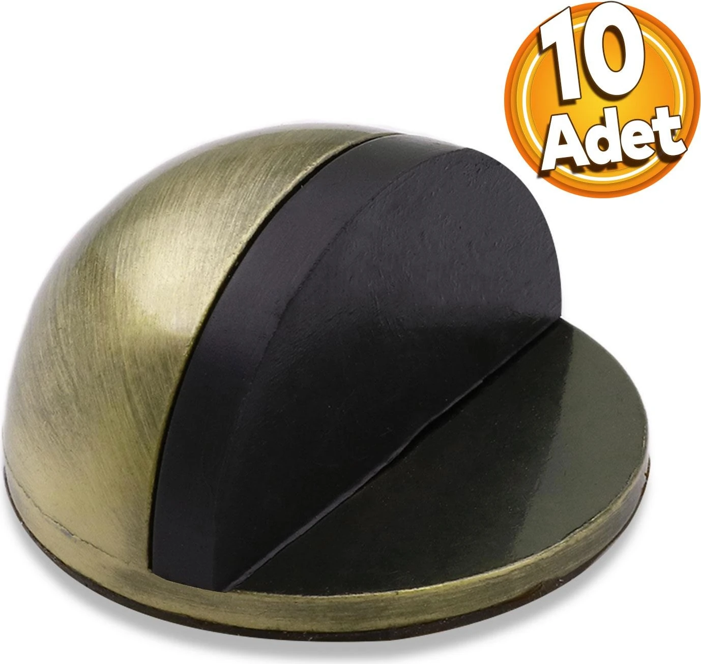 Yarımay Kapı Stoperi Tamponu Yapışkanlı Metal Kapı Stopu Durdurucu Tutucu Antik Sarı (10 Adet)