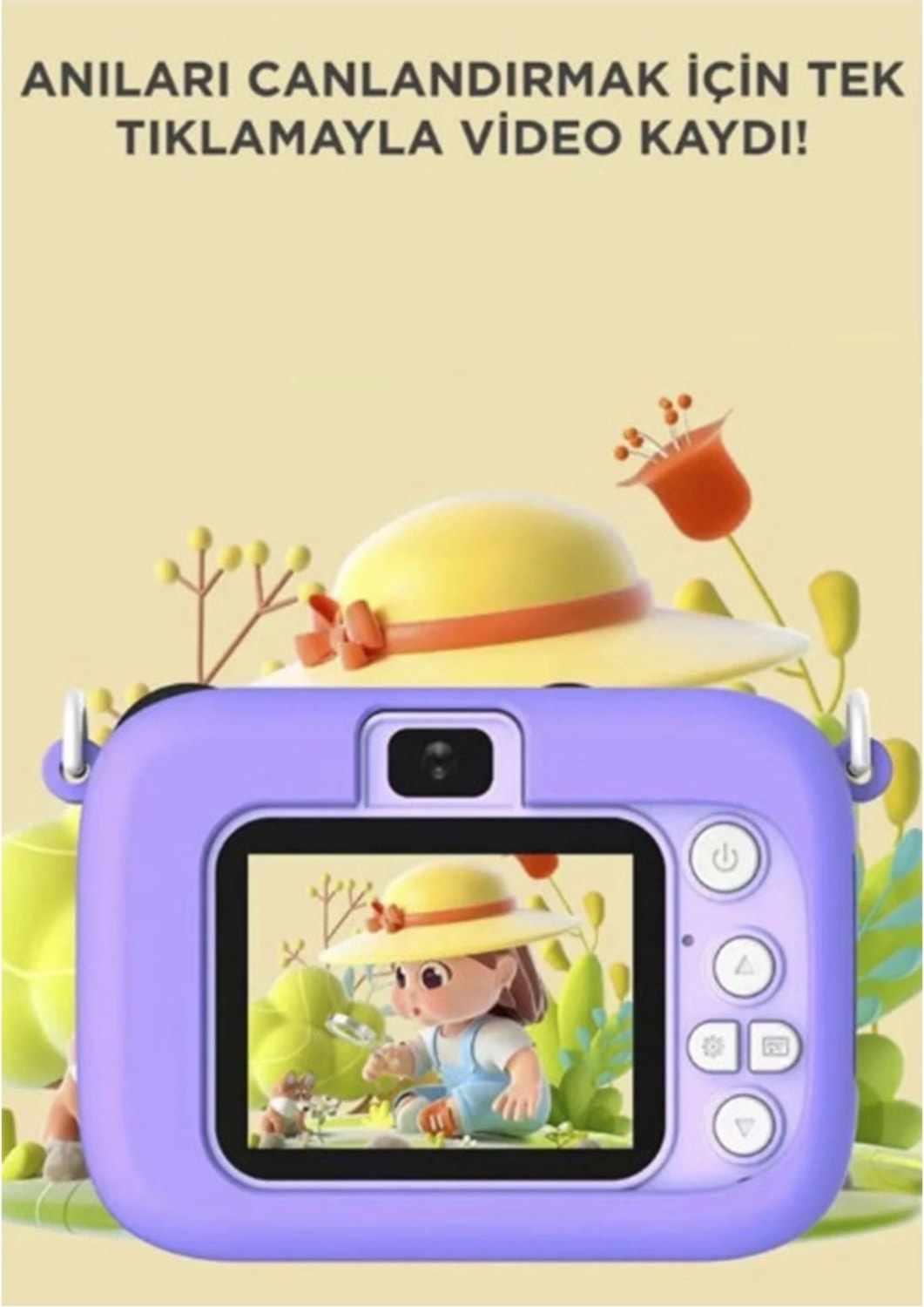 Buğz Mini 1080P Hd Çocuk Kamera Dijital Fotoğraf Makinesi 2.0 Inç Ekran 5 Adet Oyun Mor