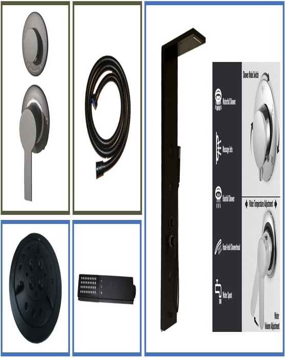 Fırat Black Style Duş Paneli, Robot duş, duş kolonu, masajlı duş, duş fiskiyesi