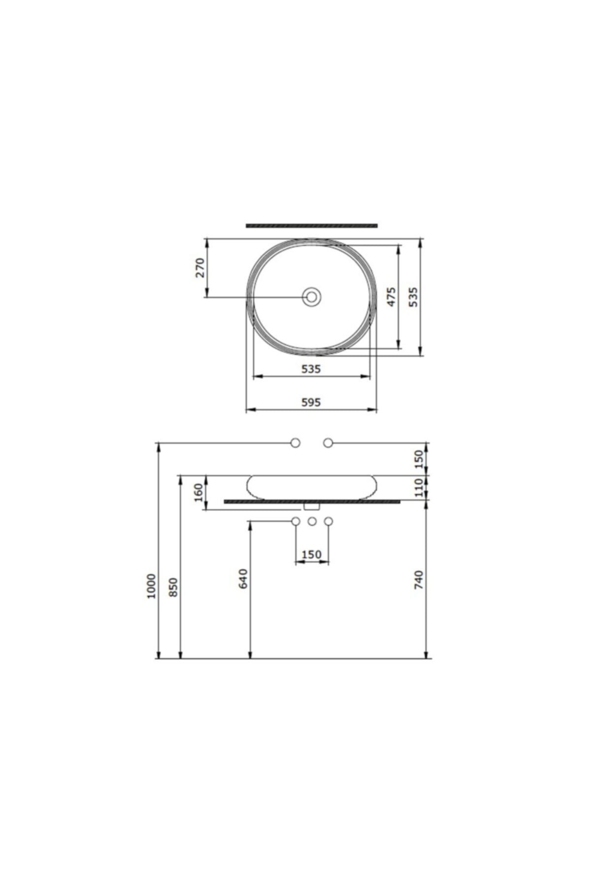 Strata Çanak Deliksiz Lavabo - Parlak Siyah