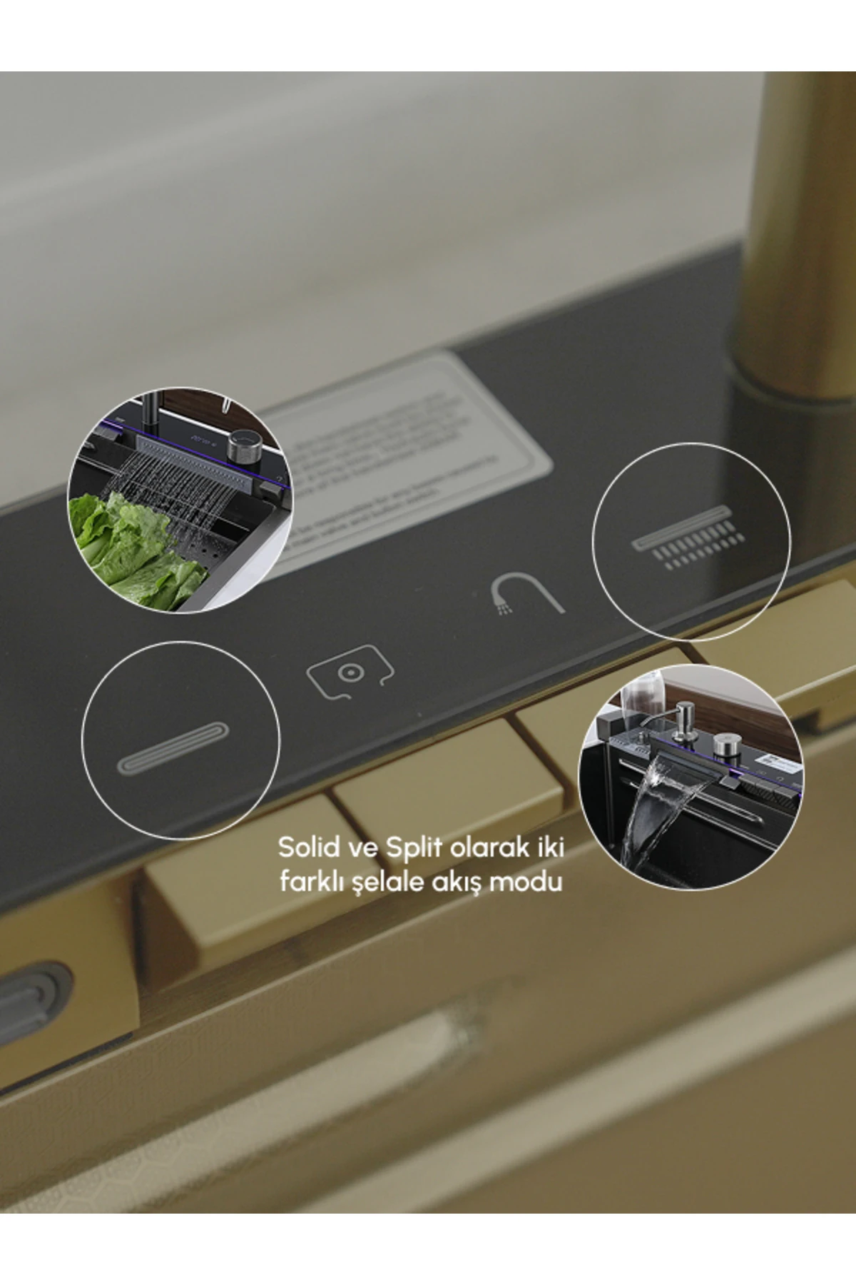 75*46cm Dijital Göstergeli Fonksiyonel Çelik Eviye Seti