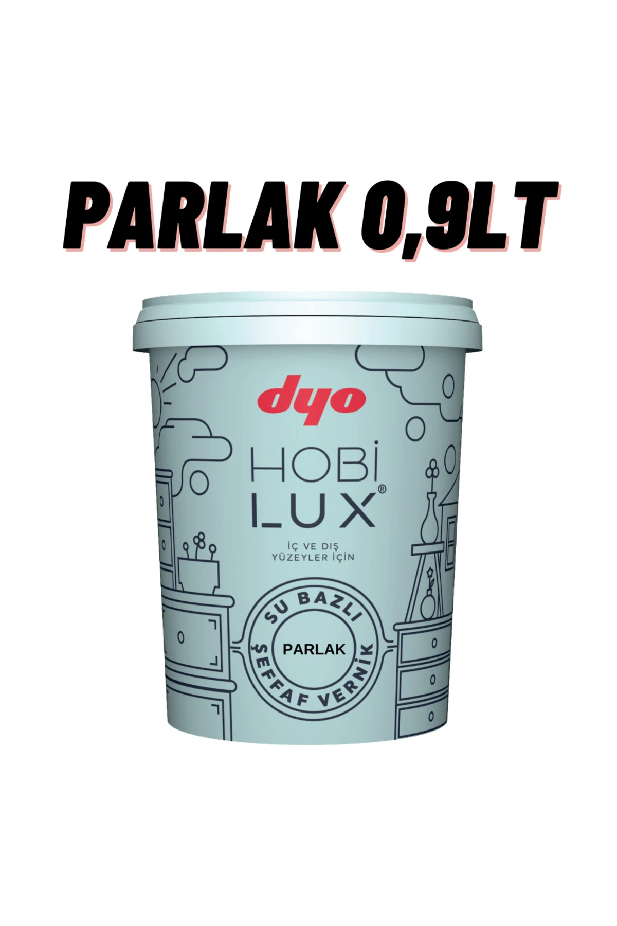 Dyo Hobilux Parlak Su Bazlı Şeffaf Vernik 0,9 lt ( 9001- Parlak)