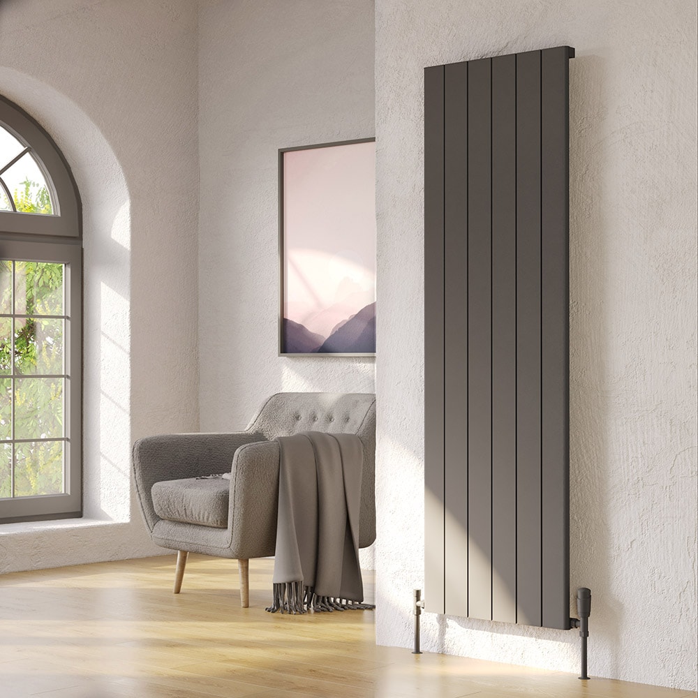 Turquoise Alüminyum Yatay Radyatör 600×945 mm 10 Dilim Beyaz Ral 7043 Dokulu Antrasit | 1009 W | Duvar Tipi