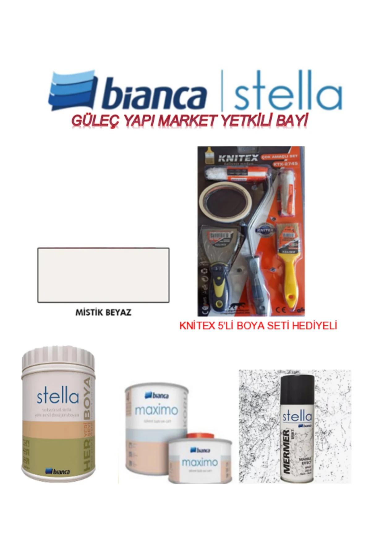 Stella Set "mutfak - Tuvalet Banyo - Fayans - Mobilya" Boyamak Için Knitex Boyama Seti Ile Birlikte