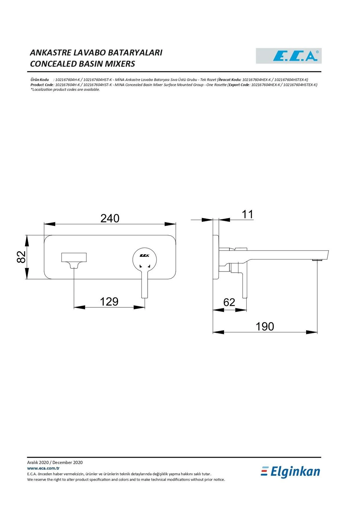 Mina Ankastre Lavabo Bataryası Sıva Üstü 102167604H-K