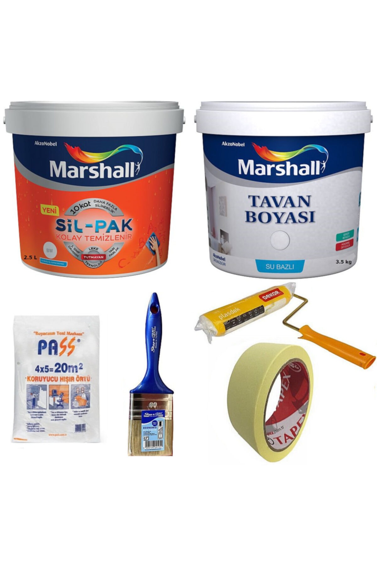 Sil-pak Silikonlu İç Cephe Duvar Boyası 2.5 lt Tavan Boyası 3.5 kg ve Boyama Seti