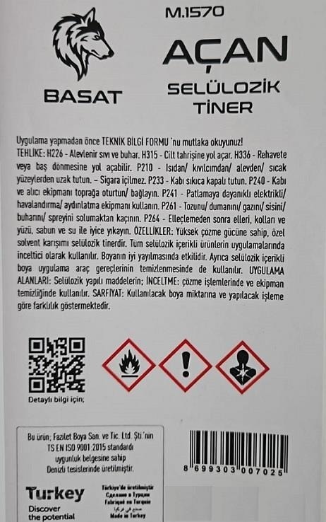 Manas Selülozik Tiner 10 Lt