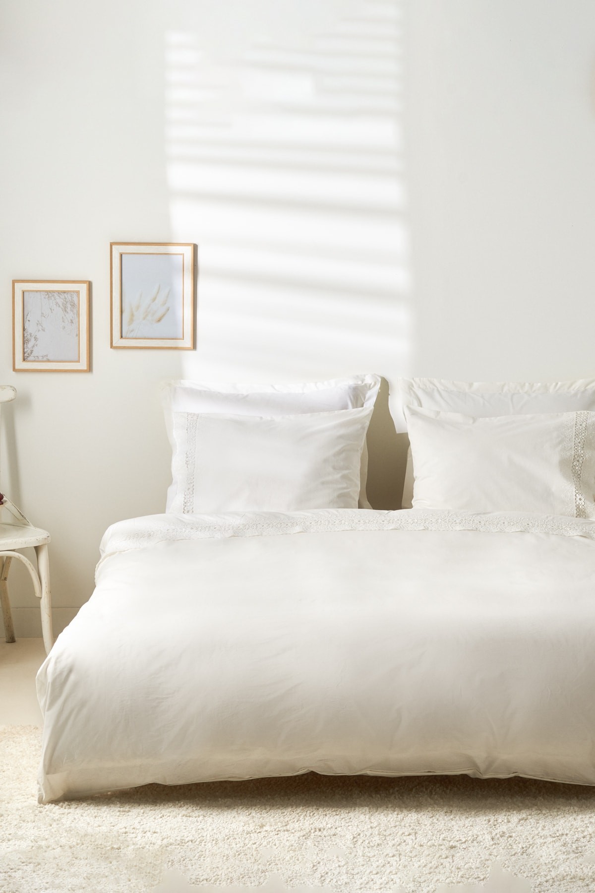 White Collection Mia Dantelli Çift Kişilik Nevresim Takımı Beyaz