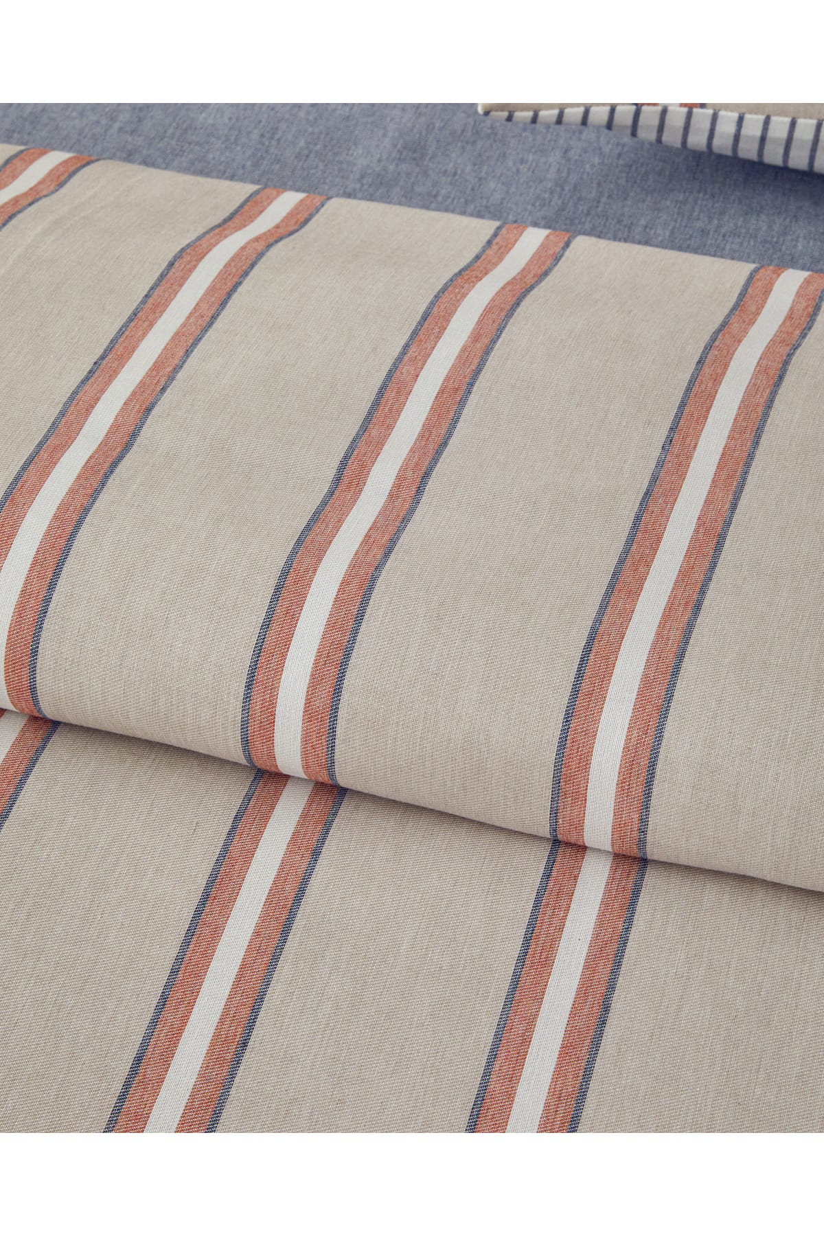 Cool Stripe İpliği Boyalı Tek Kişilik Nevresim Takımı Terracota - Bej