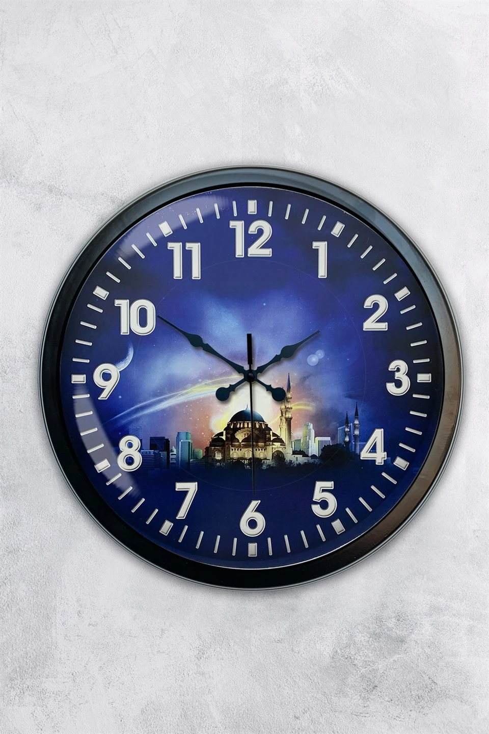 40 cm Siyah Metal Islam Duvar Saati