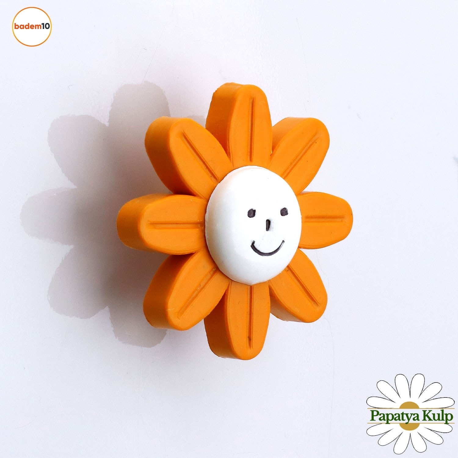 Plastik Papatya Kulp 10 Adet Turuncu Mobilya Çoçuk Odası Kız Erkek Dolap Kapak Kulpu Çekmece Kulbu