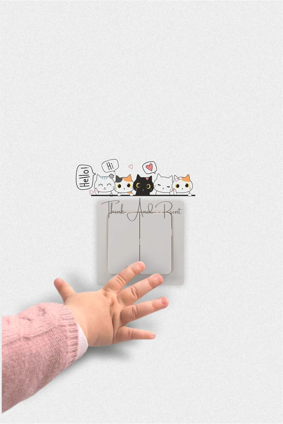 Sevimli Kediler Kapı Duvar Çocuk Odası Priz Sticker