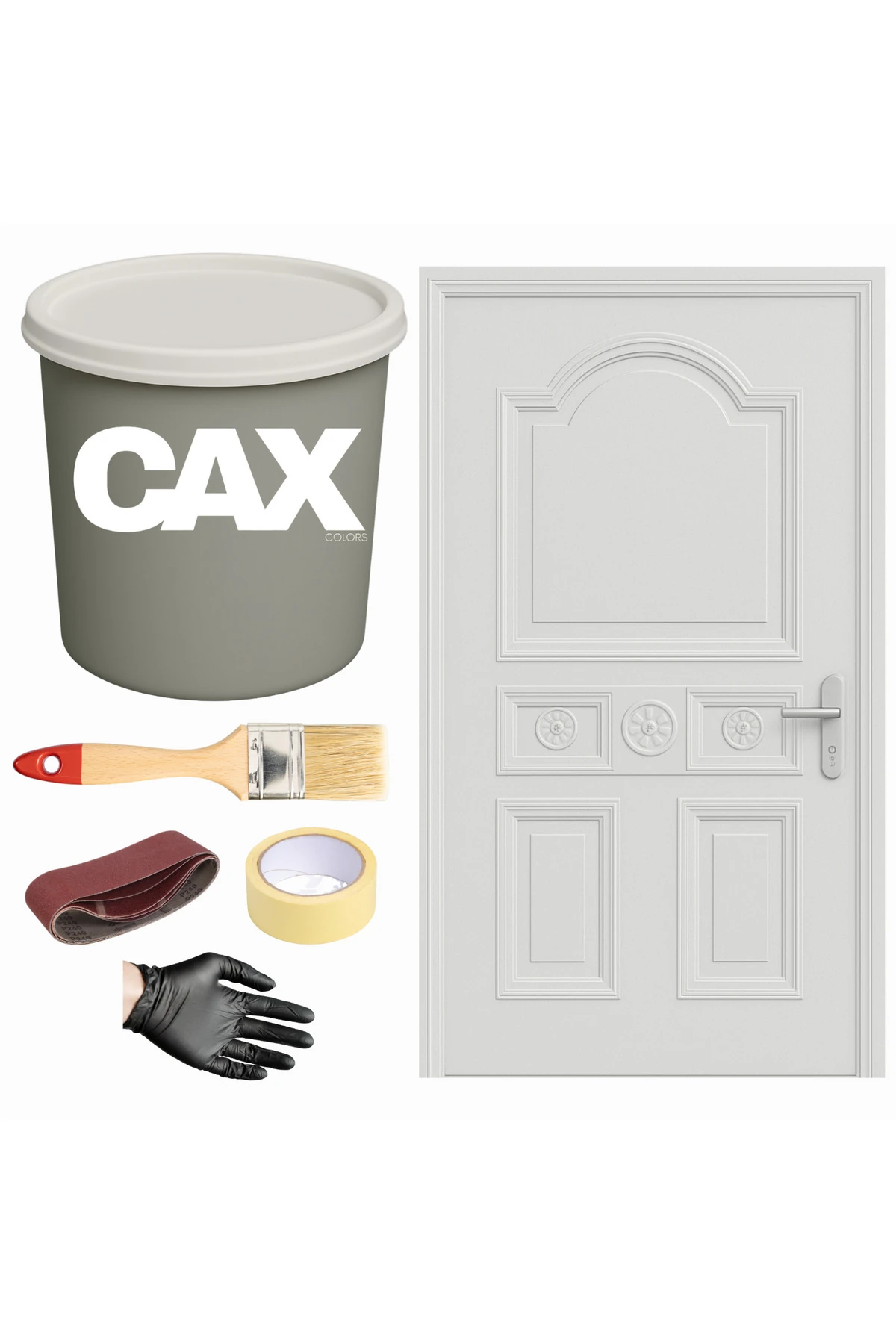 Demi̇r & Metal Verni̇kli̇ Panel Kapi Akri̇li̇k Boya Seti̇ 1 Li̇tre + Firça + Zimpara+Bant+Eldi̇ven