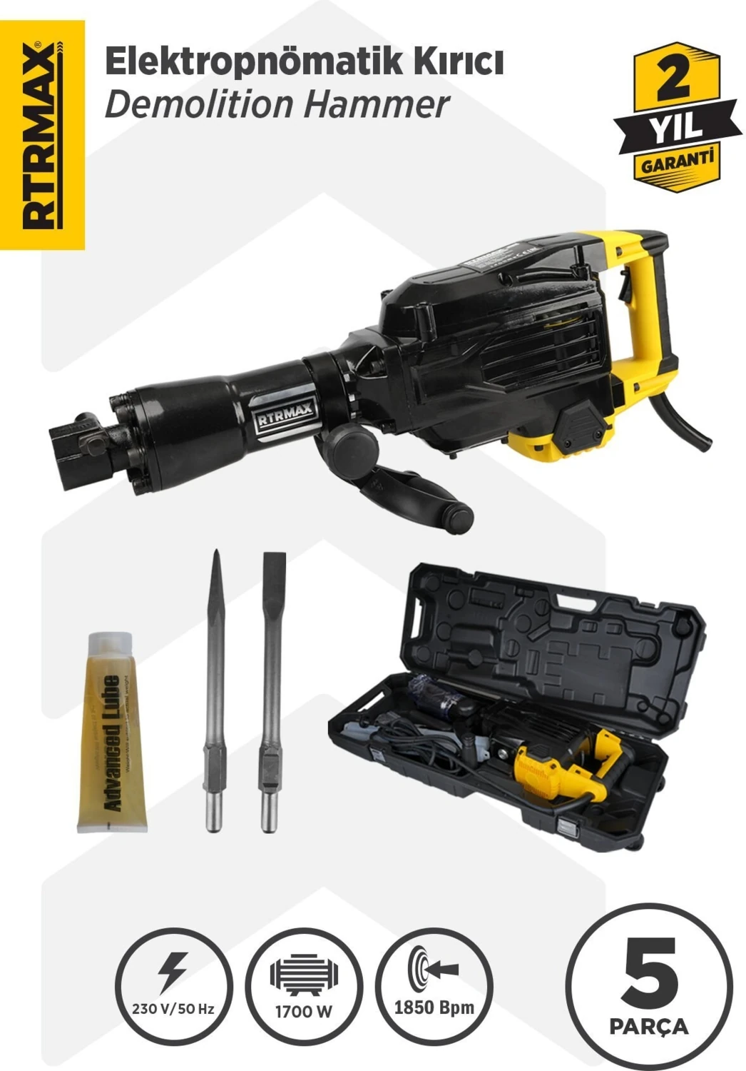 RTM2760 Elektropnömatik Sds Hex Kırıcı 1700 W 60 Jul