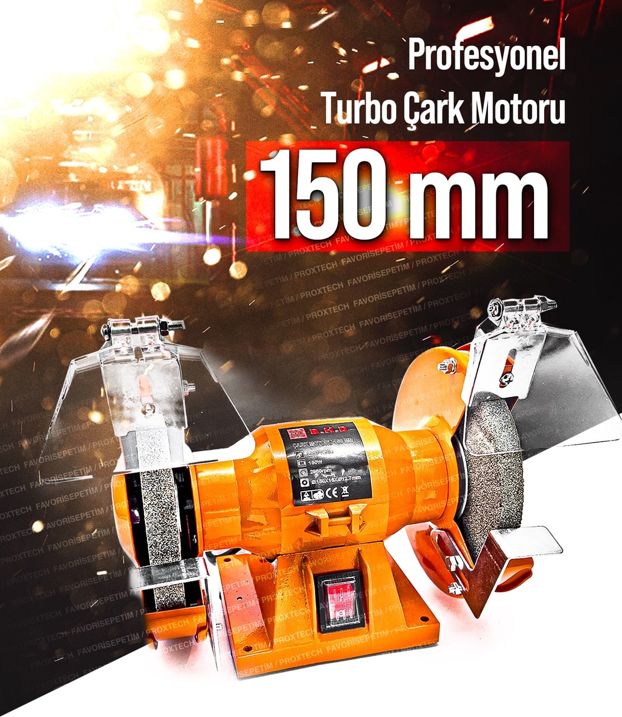 Pro Turbo Çok Fonksiyonlu Taşlama Parlatma Çark Motoru Zımpara Balta Bıçak Bileme Makinesi 150MM