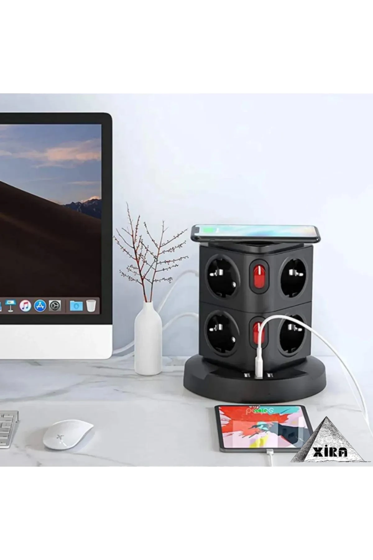 Akıllı Priz Kablosuz Magsafe Özellikli Akıllı Kule Priz 8x Priz 3x USB 2.4 Amper
