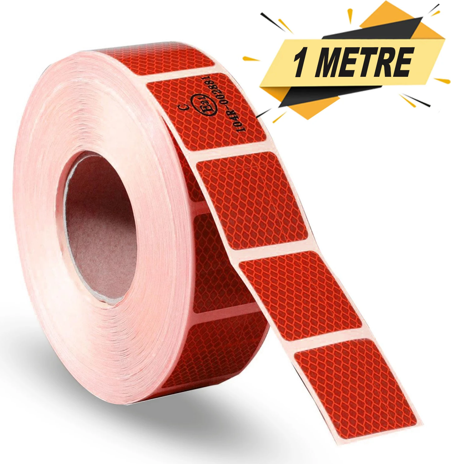 Tüvtürk Onaylı Reflektörlü Reflektif Fosforlu Şerit Bant Kesikli Kırmızı Ikaz Bandı (1 Metre)