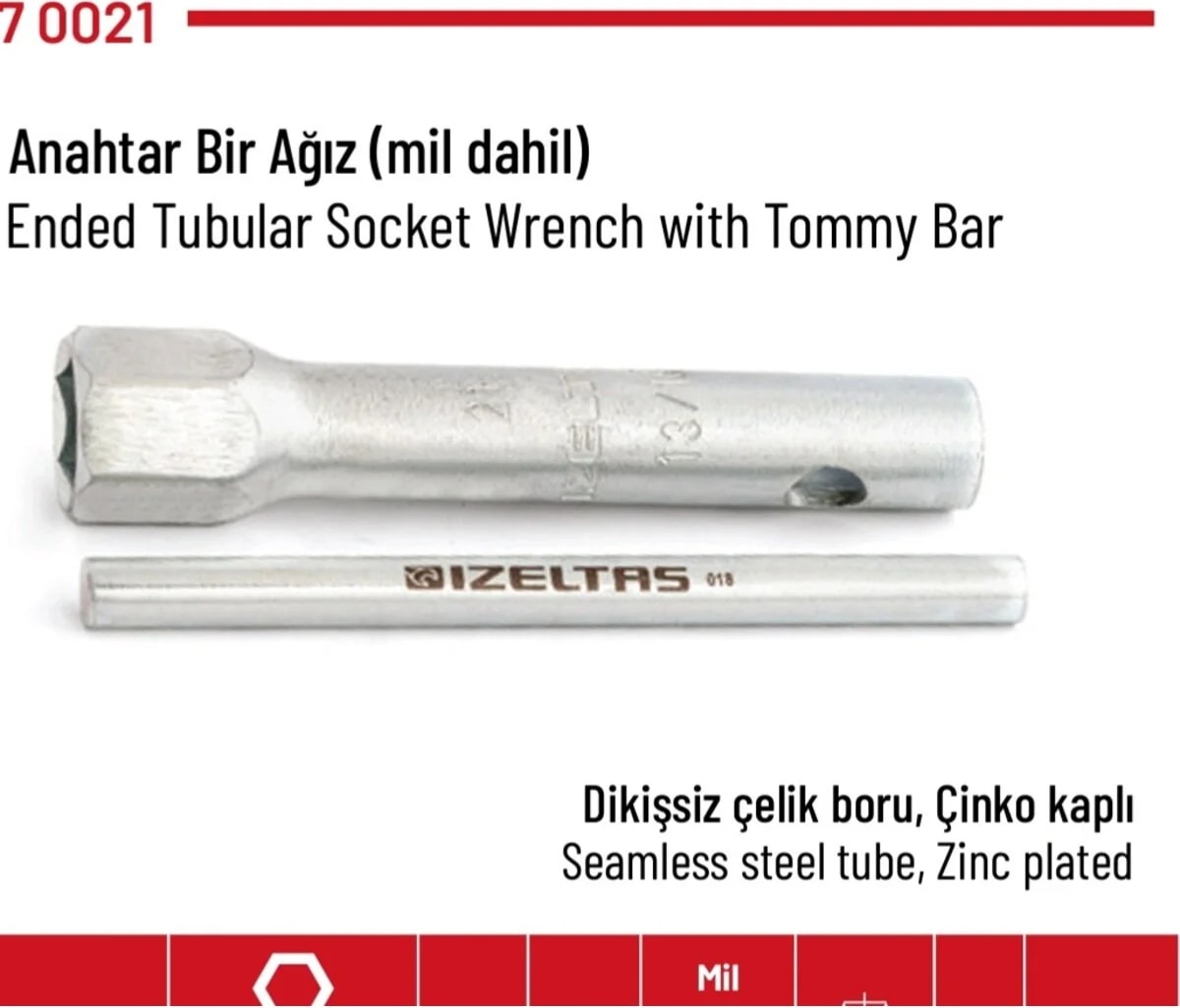 Kovan Anahtar Bir Ağız 21MM (Mil Dahil)