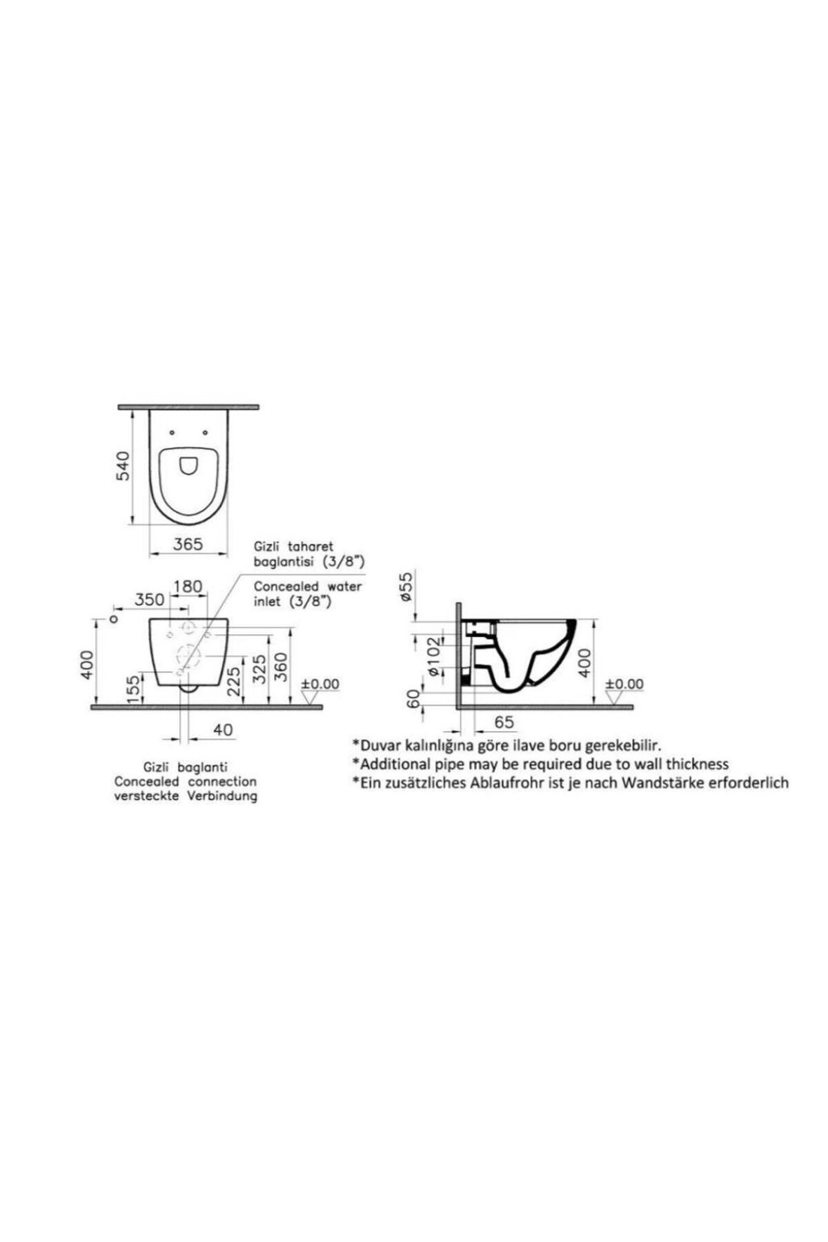 Asma Klozet, Sento Smoothflush, Beyaz, 7848T003-0090