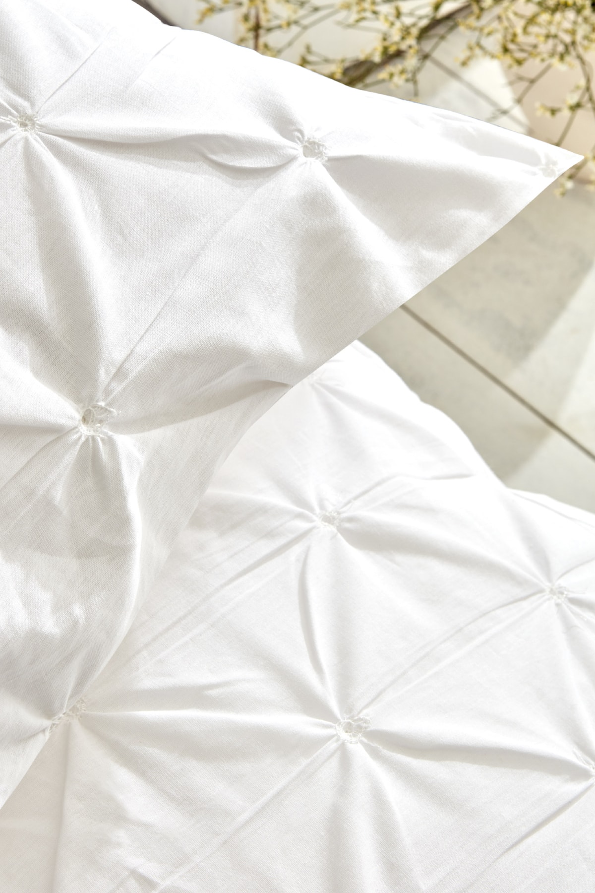 White Collection Castello %100 Pamuk Tek Kişilik Puntolu Nevresim Takımı Beyaz