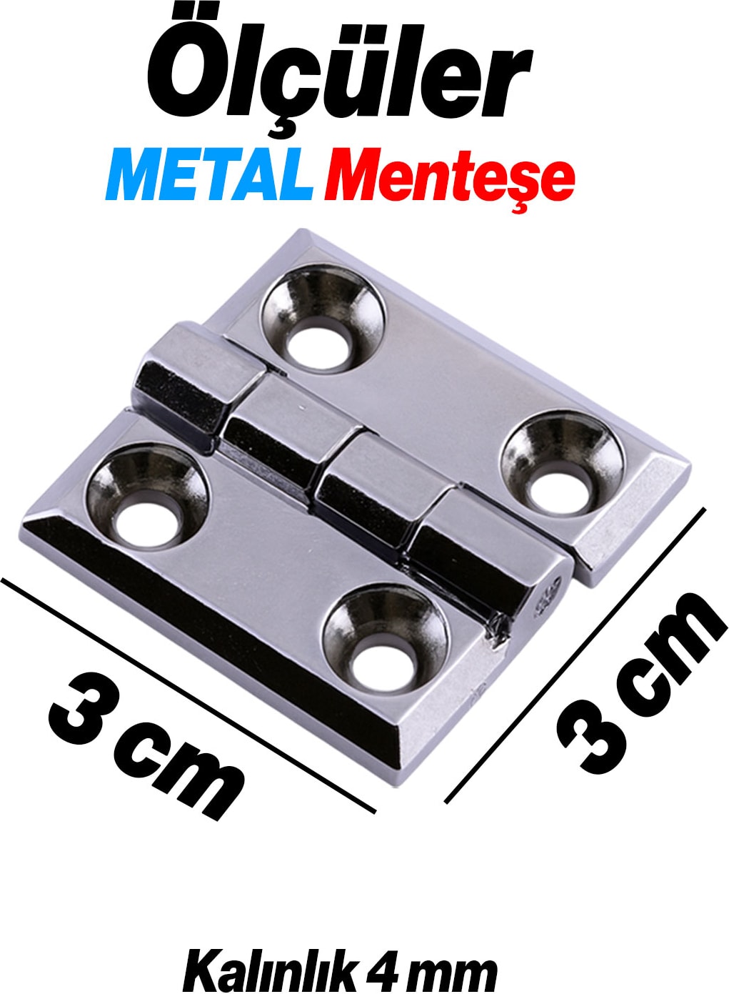 Metal 30X30 mm 4 Adet Yaprak Menteşe Gümüş Krom Kapi Pencere Dolap Mobilya Kapak Menteşe Bağlantı