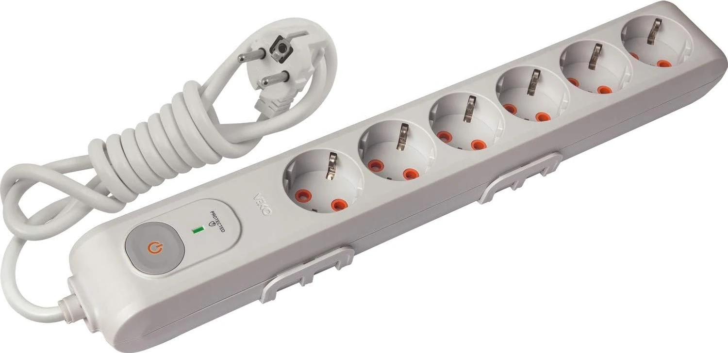 Akım ve Çocuk Korumalı Topraklı 6&apos;lı ( ) Kablolu Priz