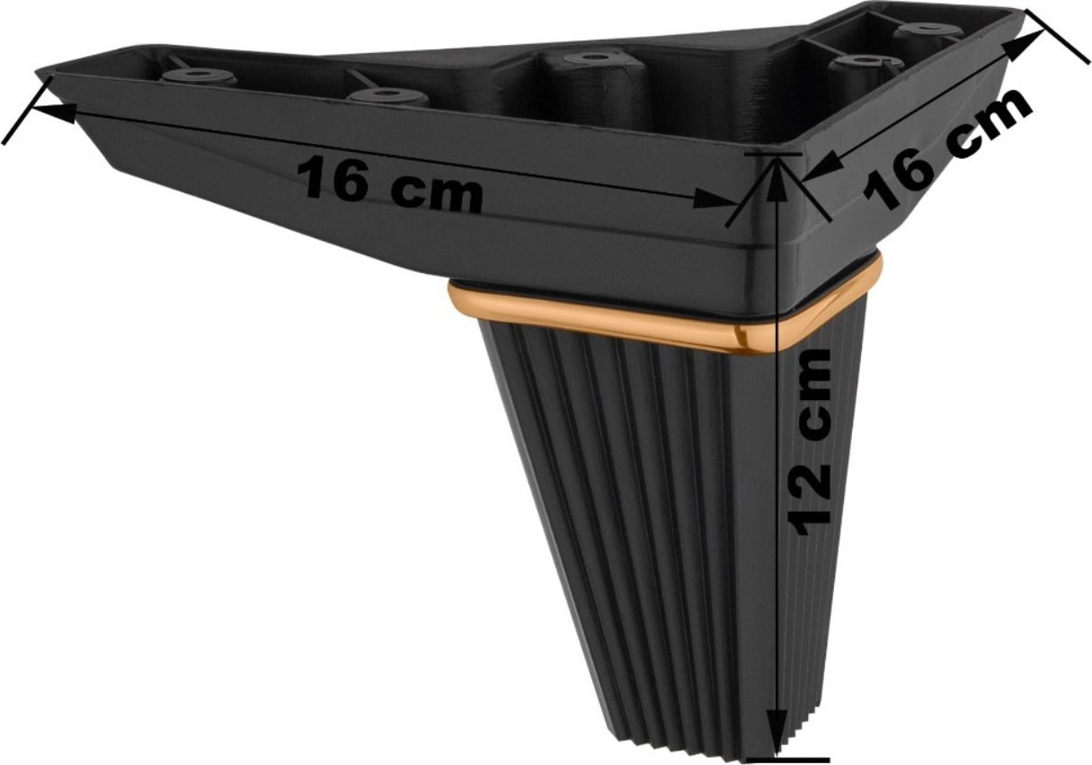 Elmas Siyah Gold Çizgili Mobilya Komidin Chester Tv Ünitesi Baza Ayağı 12 cm 4 Adet
