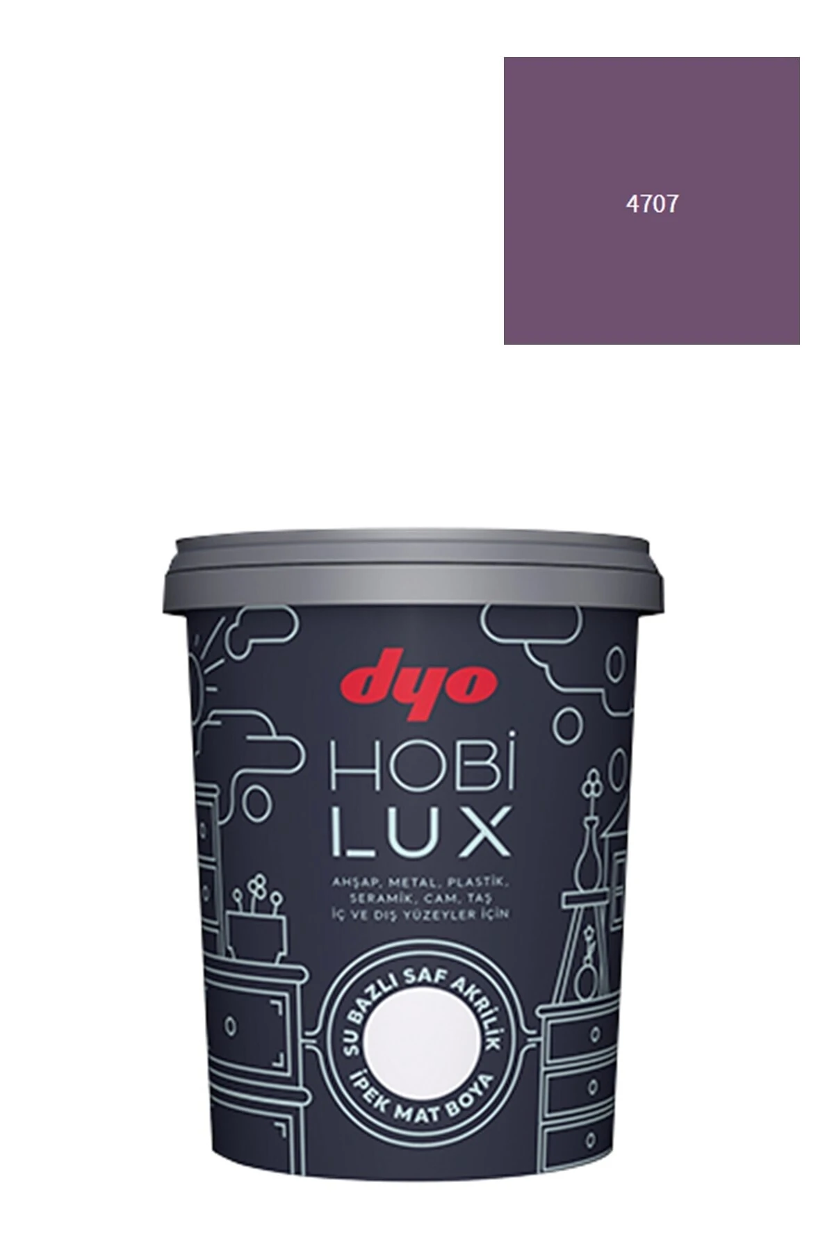 Dyo Hobilux Su Bazlı Saf Akrilik İpek Mat Boya 0,9 lt Hobi Boya 4707 Efsane